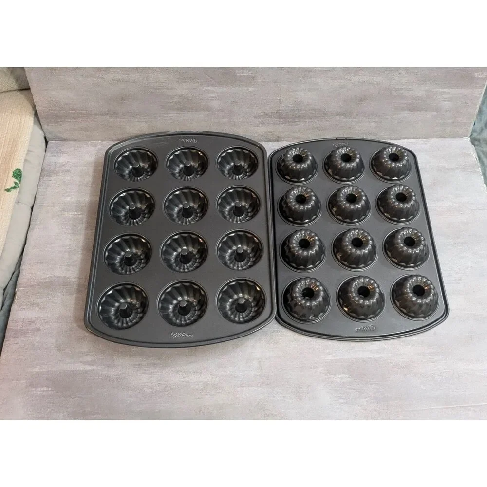 2 Wilton 12-cavity bundt - mini fluted tube pans